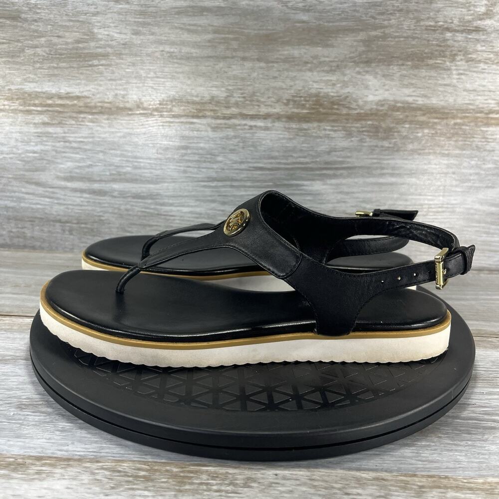 Michael Kors Women's Cambodia Leather T Strap Thong Sandals Size 8.5